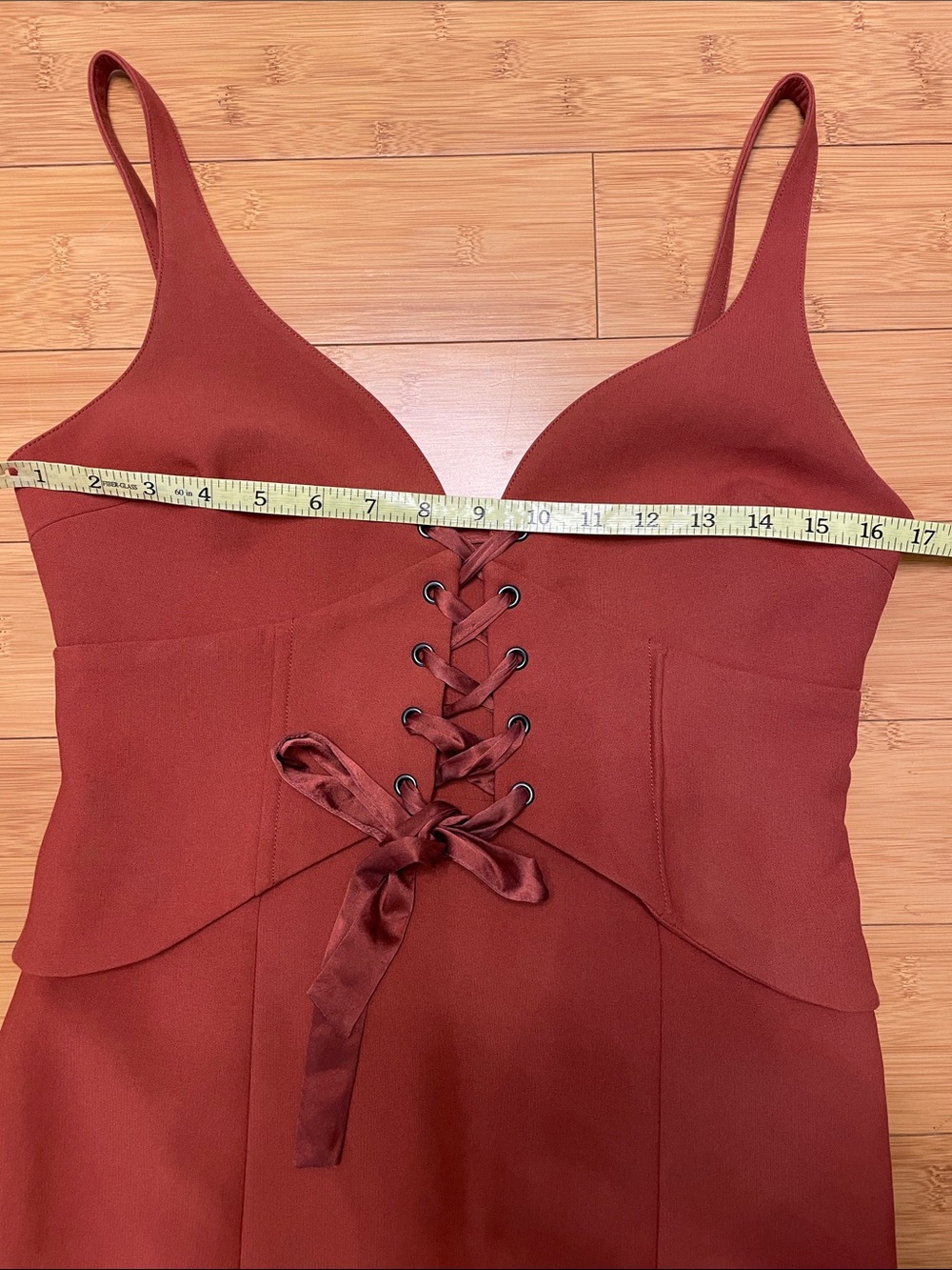 CINQ A SEPT Demia Bustier Corset Lace Up Midi Dress Sz 8 Sleeveless Burnt Orange - Picture 13 of 14